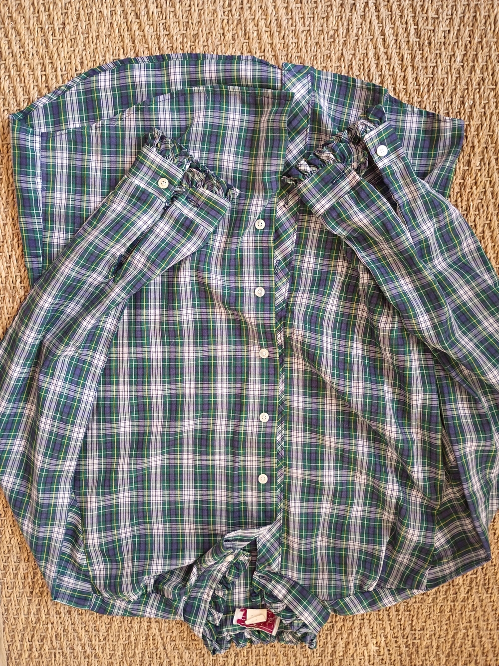 Vintage Women’s Green & Blue Plaid Button-Down Shirt